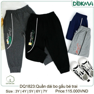 (3-7y) Quần dài vải cotton mỏng bo gấu bé trai - DOKMA