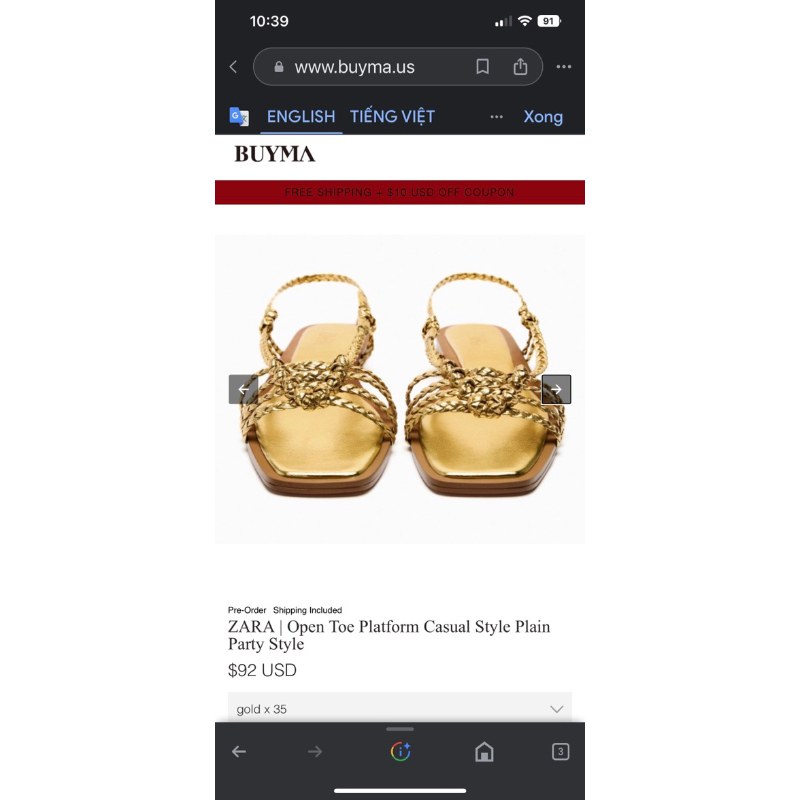 Sandal zara quai đan