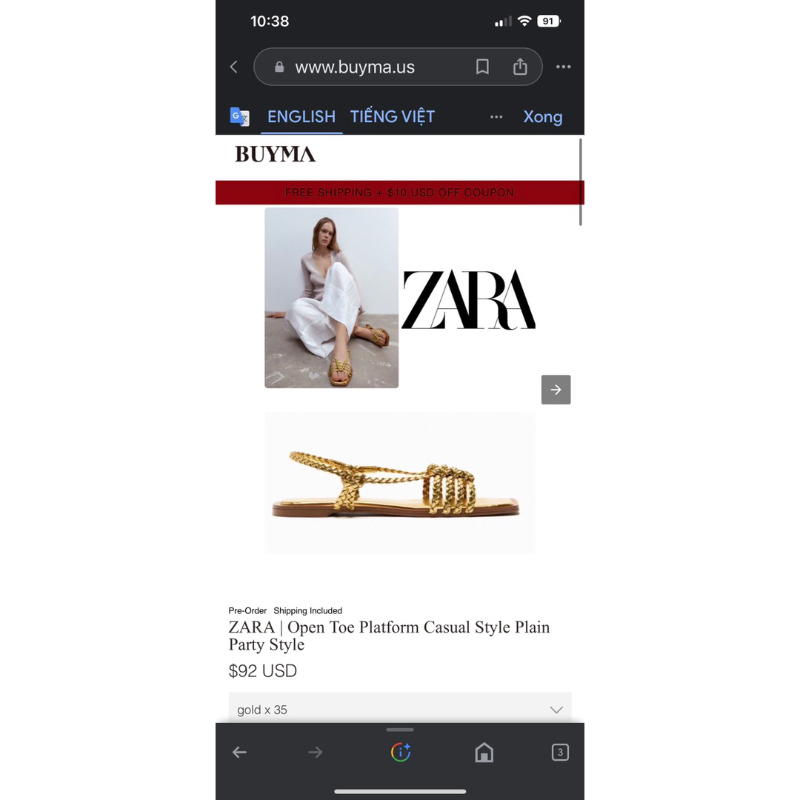 Sandal zara quai đan