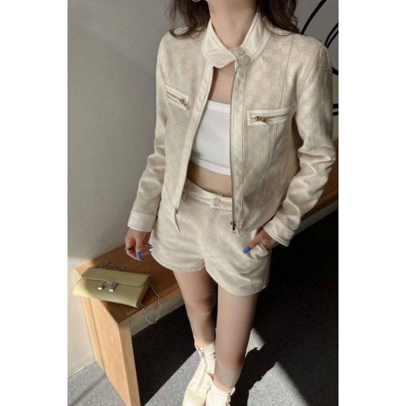 Sét áo dài tay túi khóa ngực và quần short cao cấp