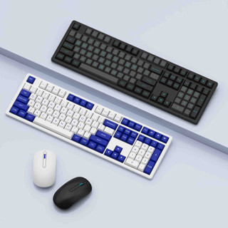 Bộ bàn phím chuột không dây AKKO MX108 Black & Cyan / Blue on White (Bluetooth – 2.4Ghz)