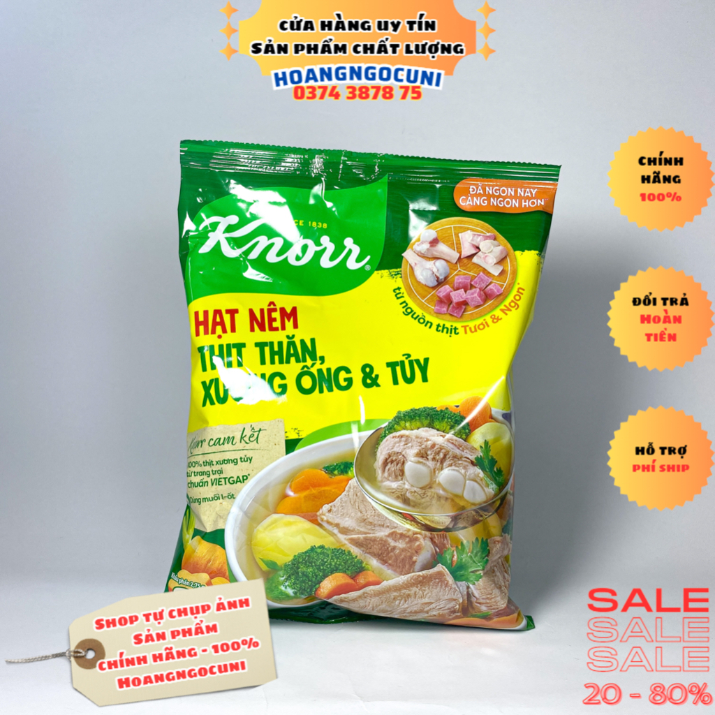 Hạt nêm Knorr 1.8kg thịt thăn xương ống và tủy bổ sung vitamin A gói lớn chính hãng date xa