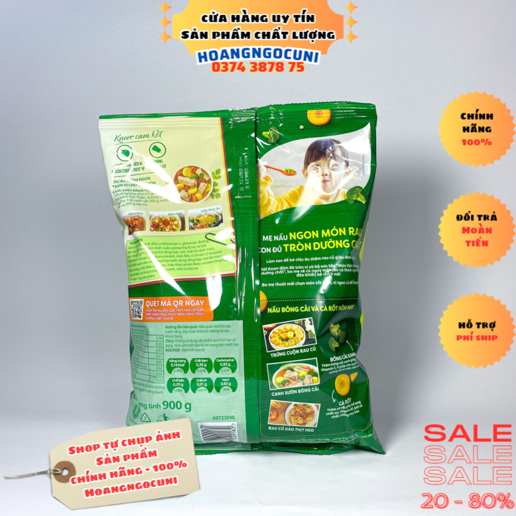 Hạt nêm Knorr 1.8kg thịt thăn xương ống và tủy bổ sung vitamin A gói lớn chính hãng date xa