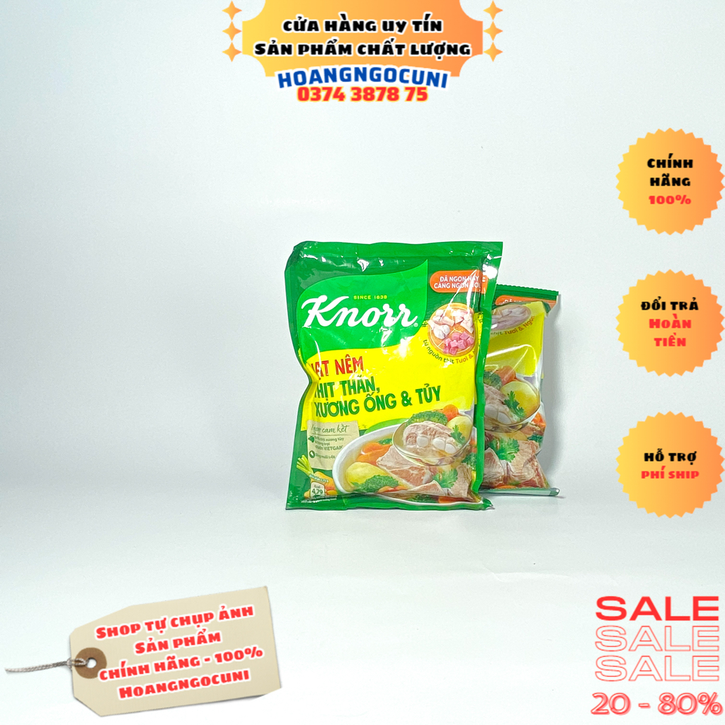 Hạt nêm Knorr 170g thịt thăn xương ống gói nhỏ ngon ngọt chính hãng 1k freeship