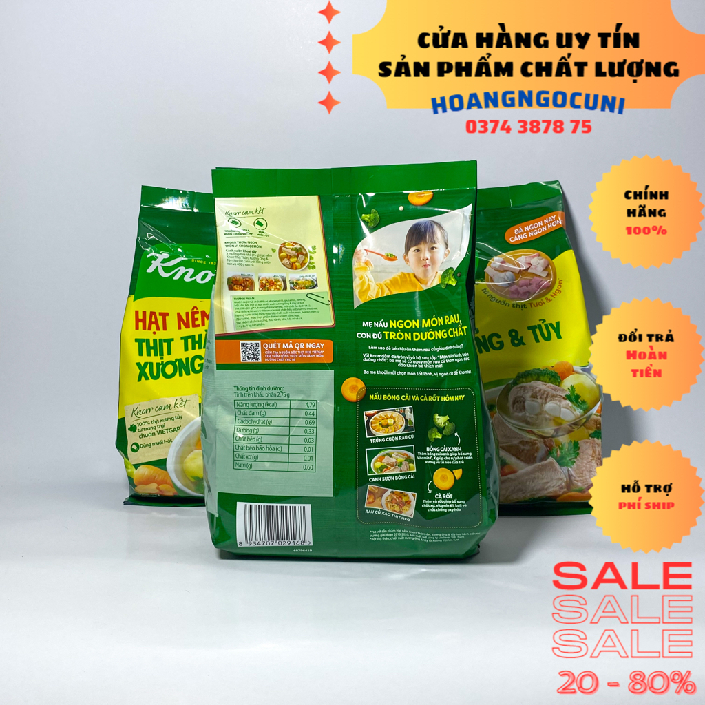 Hạt nêm Knorr 900g thịt thăn xương ống và tủy bổ sung vitamin A chính hãng date xa