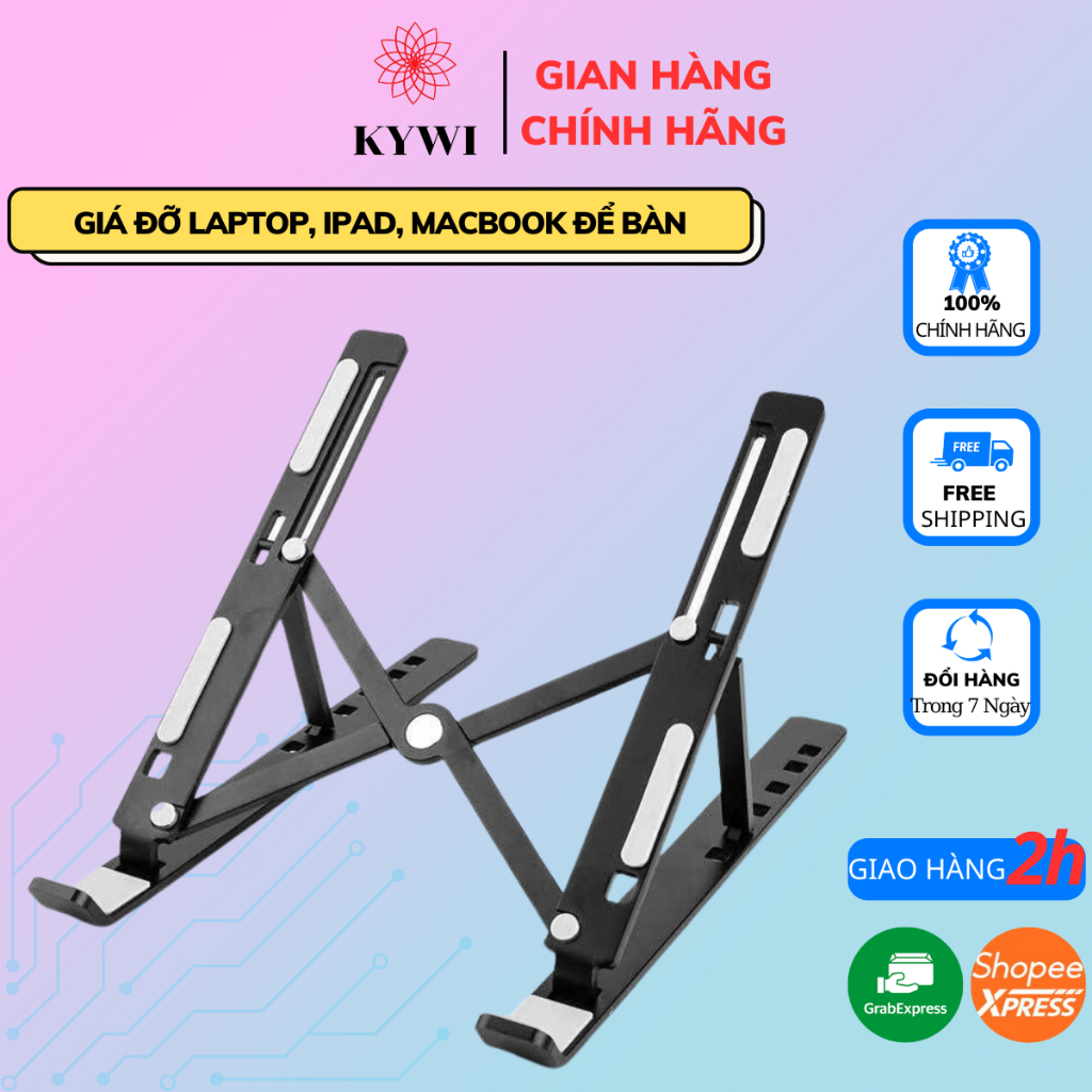 Giá đỡ laptop NHỰA nhỏ hỗ trợ tản nhiệt có thể gấp gọn,điều chỉnh độ cao để Laptop, Ipad, Macbook - KYWI MALL