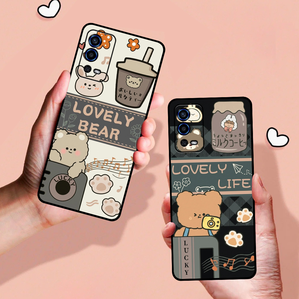 Ốp Oppo A55 in hình gấu xinh dễ thương