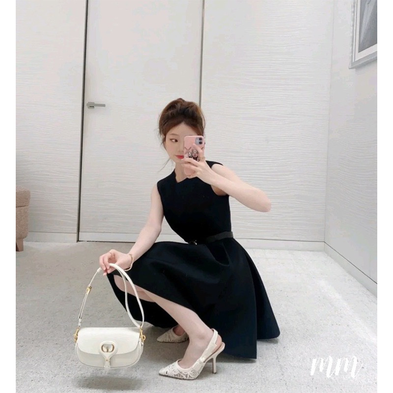 Sandal D ren gót nhọn họa tiết thêu fullbox