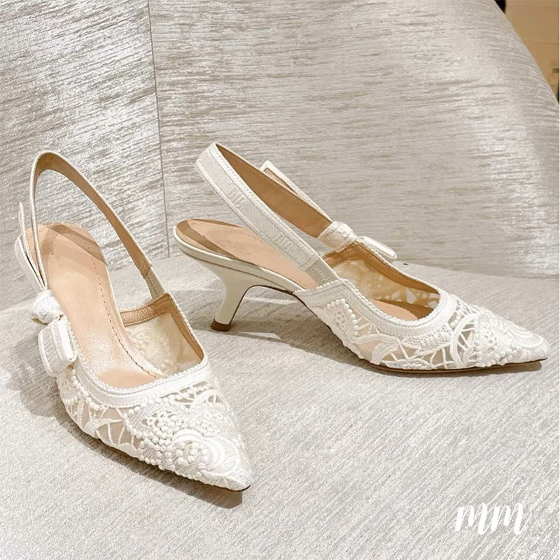 Sandal D ren gót nhọn họa tiết thêu fullbox