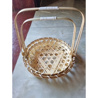 Giỏ tre mắt cáo quai xách decor