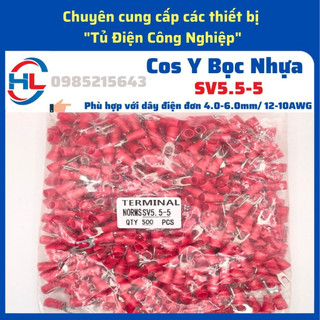[500 Chiếc] Đầu cos chữ y sv5.5-5, cos chẻ, sv5.5-5, cos y bọc nhựa, cos y trần, y5.5-5, snb5.5-5, cos càng cua
