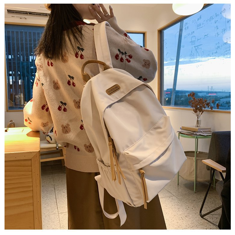 Balo học sinh sinh viên đi học đi chơi màu trơn basic xinh xắn dễ thương cute thời trang ulzzang hàn quốc NN29