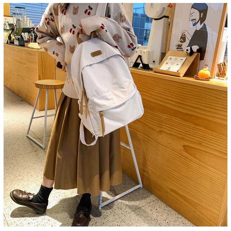 Balo học sinh sinh viên đi học đi chơi màu trơn basic xinh xắn dễ thương cute thời trang ulzzang hàn quốc NN29