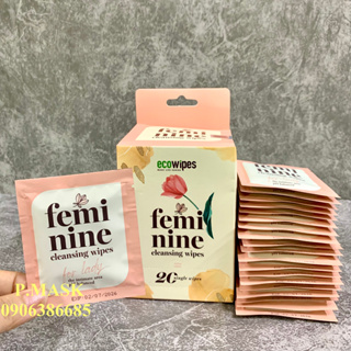 KHĂN GIẤY ƯỚT PHỤ KHOA ECOWIPES FEMININE 20 GÓI HỘP vệ sinh vùng kín cân