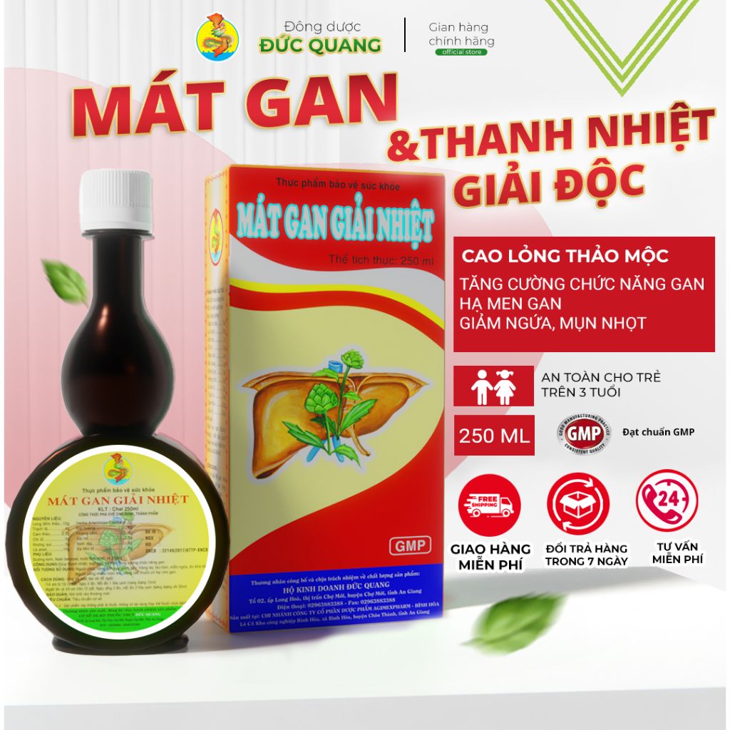Mát Gan Giải Nhiệt Rồng Việt Nam - Hỗ trợ Thanh nhiệt, giải nóng - Chai 250ml GMP - Cao lỏng