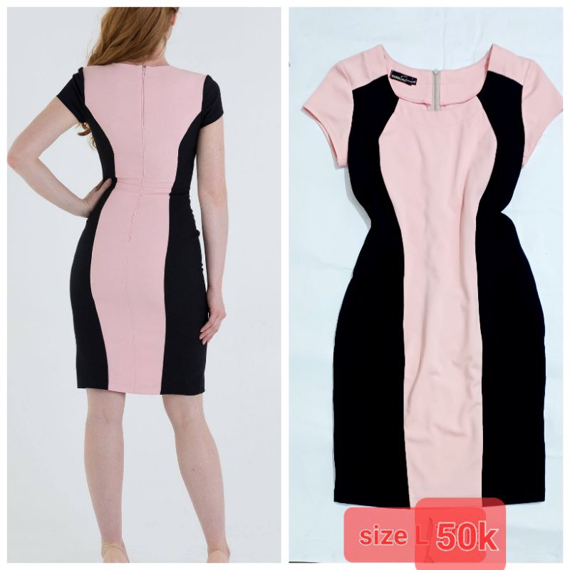 đầm công sở màu black pink