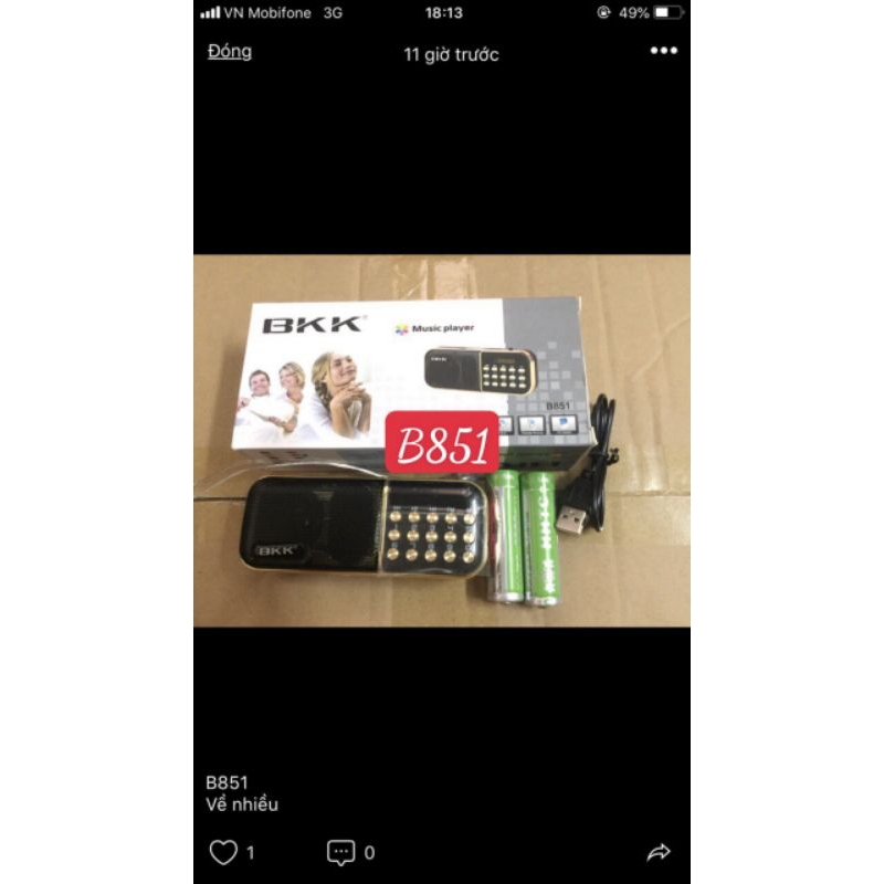 Loa Đài Nghe kinh pháp.BKK-B851+2pin+2 khai đễ Thẻ.Có hỗ Trợ Radio Đài Fm.