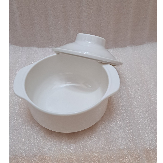 Hũ đựng súp nhựa Melamine màu trắng có nắp đậy 300ml