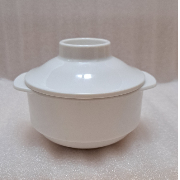 Hũ đựng súp nhựa Melamine màu trắng có nắp đậy 300ml