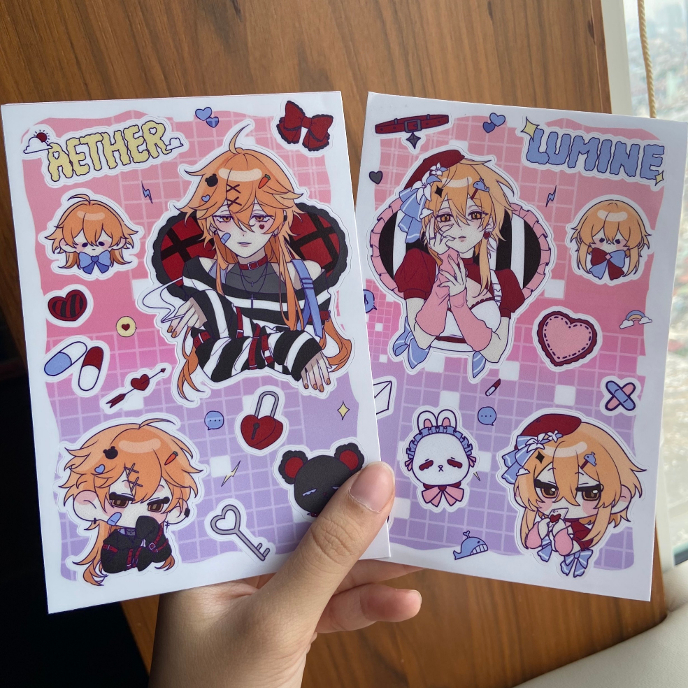 Hình dán/Sticker 2 nhà lữ hành  Genshin Impact