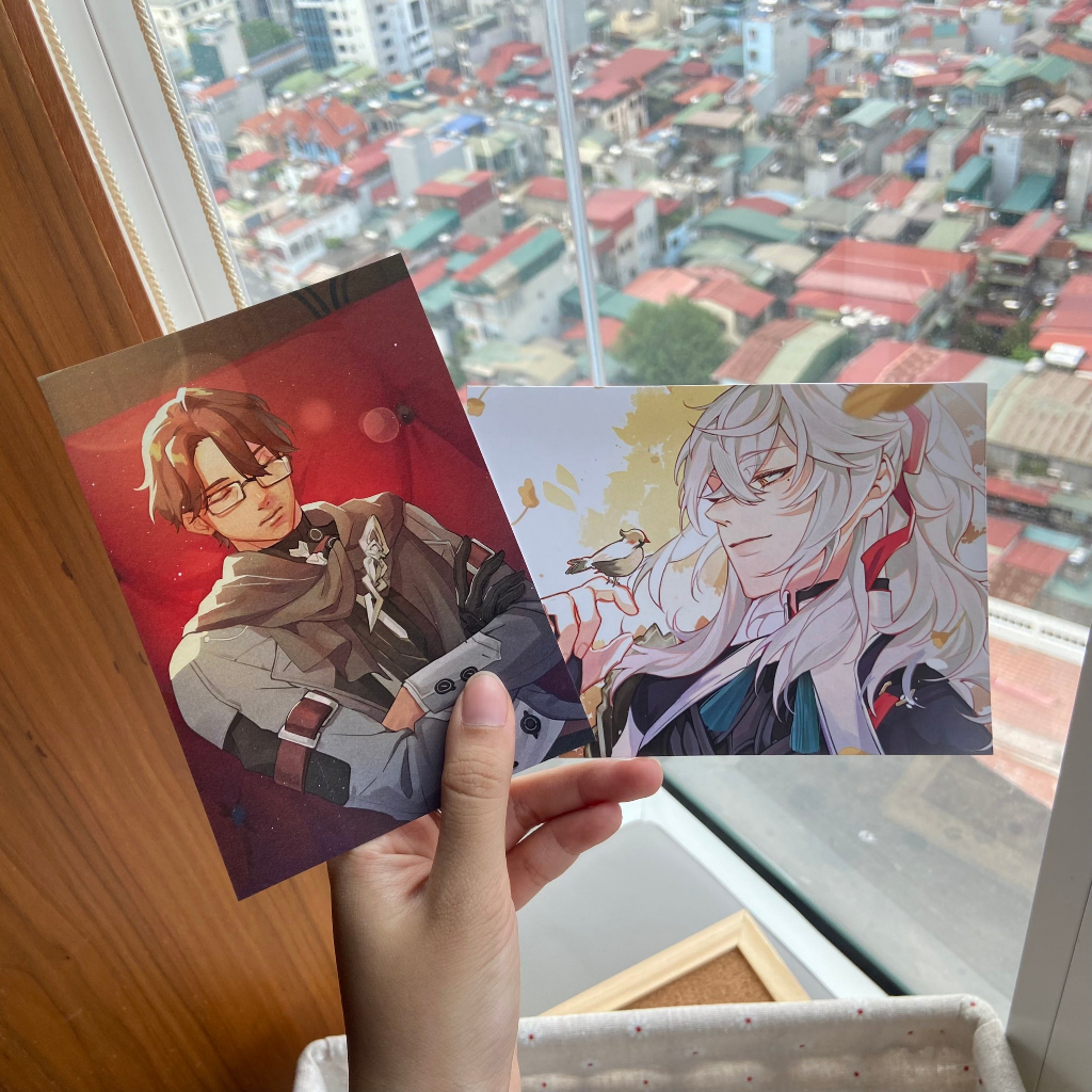Postcard/Artprint chú Welt ngủ ngáy khò khò & Tướng quân đang chơi cheem Honkai Star Rail