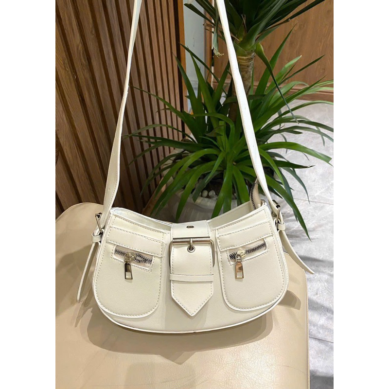 Túi Xách Nữ Đeo Chéo Kẹp Nách Dáng BẦU 2 KHOÁ Da Cao Cấp Thời Trang Nữ T550