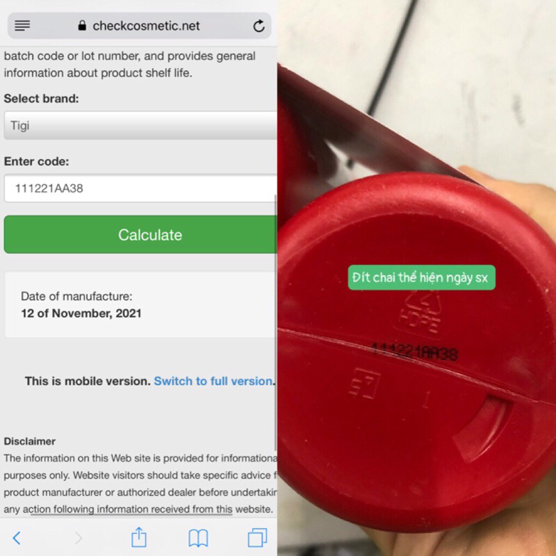 Chai lẻ dầu gội tigi đủ mầu