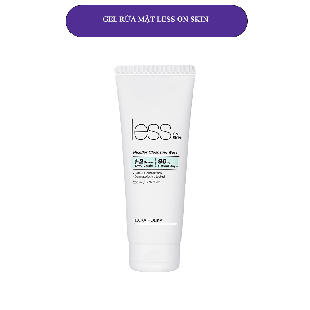 Sữa rửa mặt Hàn Quốc Holika Holika Less On Skin Gel từ thiên nhiên sạch mụn dưỡng ẩm dành cho da nhạy cảm 200ml - 7141