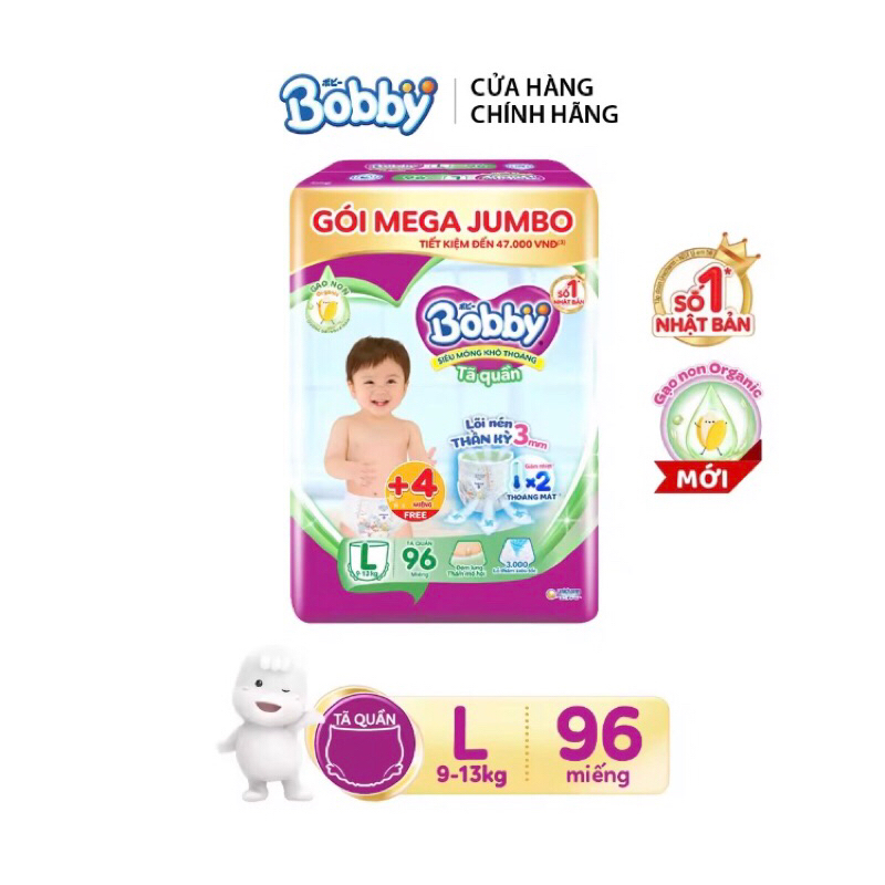 BOBBY TÃ QUẦN L96+4 Gạo Non Organic