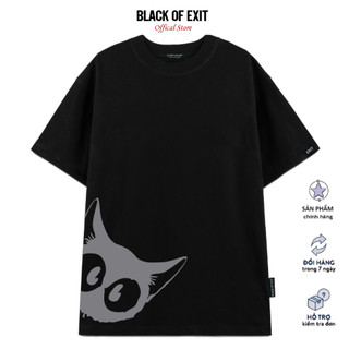 Áo thun unisex BLACK OF EXIT Mèo Eophông tay lỡ nam nữ form rộng Local Brand