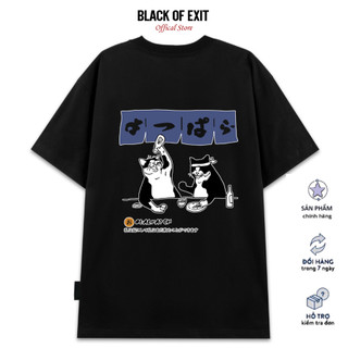 Áo thun unisex BLACK OF EXIT Chef Cat phông tay lỡ nam nữ form rộng Local Brand