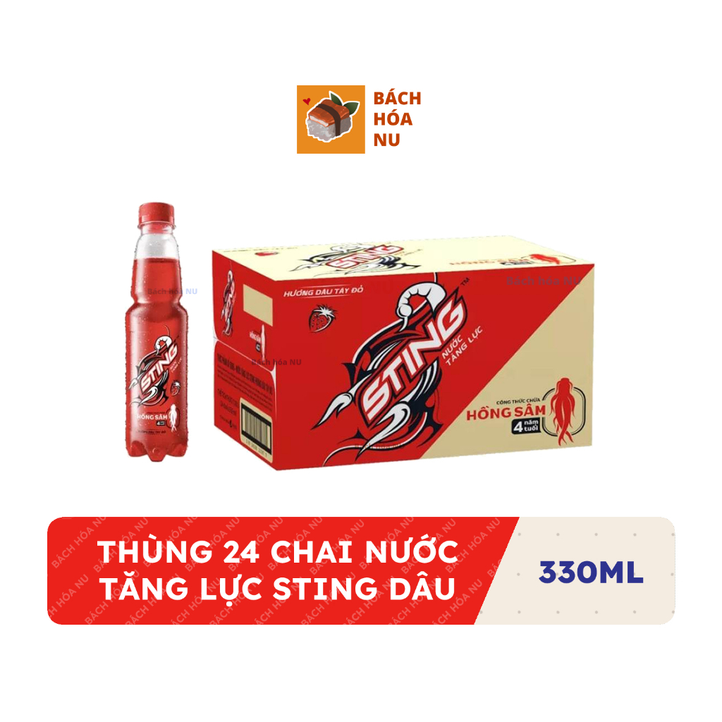 Thùng 24 chai nước tăng lực Sting hương dâu 330ml
