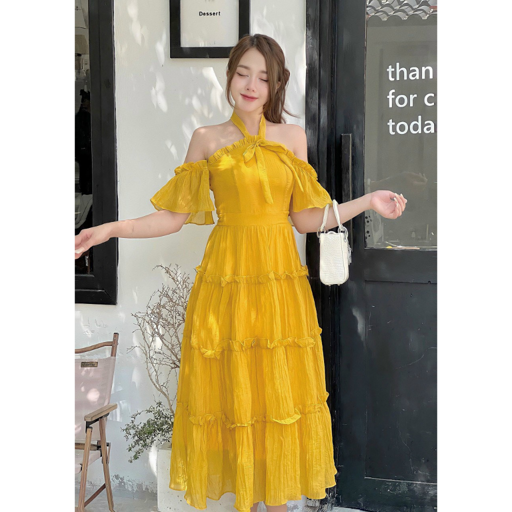 Váy maxi thiết kế chất tơ xốp V173