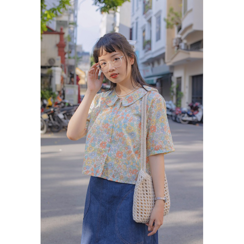 Áo sơ mi hoa nhí tay cộc | Lá Xoè