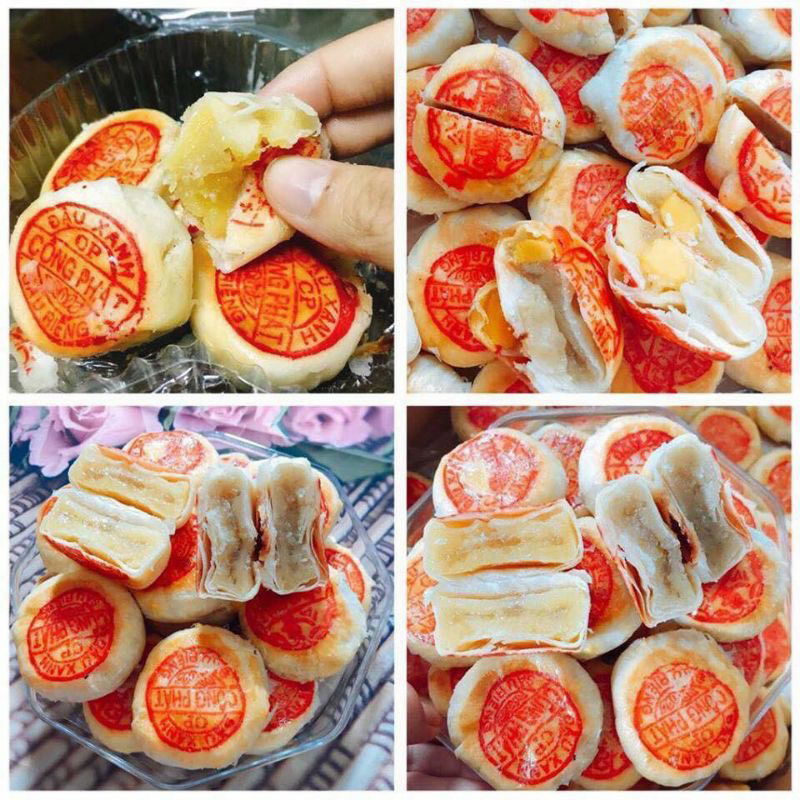 Bánh pía mini đậu xanh sầu riêng ko trứng đặc sản