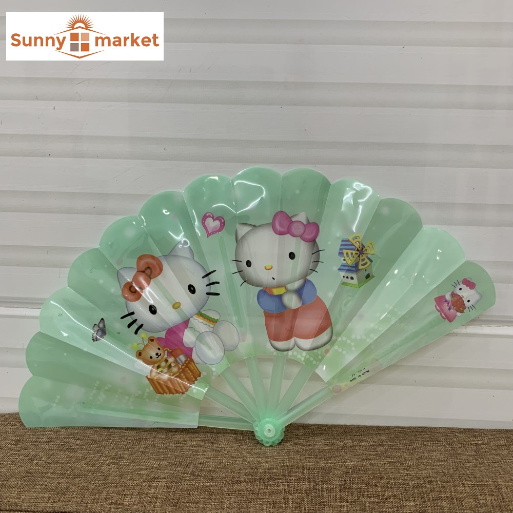 Quạt nhựa cầm tay hoạt tiết công chúa, hoạt hình đáng yêu dài 24cm, đồ chơi quạt nhựa gấp công chúa cho bé