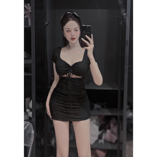 Đầm body cột nơ ngực hở eo có mút