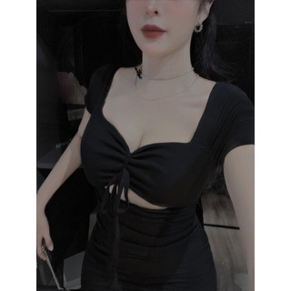 Đầm body cột nơ ngực hở eo có mút