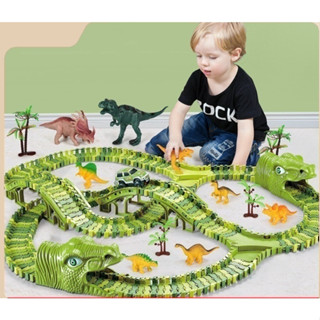 Bộ lắp ráp đường đua ô tô khủng long, đồ chơi lắp ghép đường ray khủng long cỡ lớn cho bé thoả sức sáng tạo