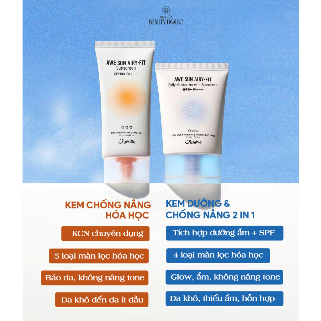 Kem chống nắng hóa học JUMISO AWE-SUN AIRY FIT 2 phiên bản