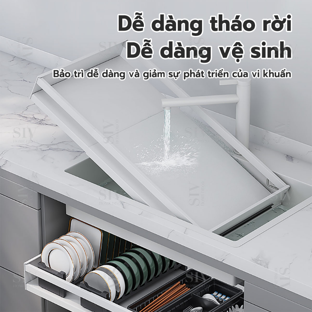 Giá kéo bát đĩa đa năng SIV Có thể điều chỉnh chiều ngang và kéo ra vào ạ kệ xoong nồi 1/2 tầng,Giá kéo xoong nồi