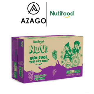 Thùng 48 Hộp Nuvi Sữa Tươi Trái Cây Tươi Vị Nho 180ml NO1AZ - Thương Hiệu NUTIFOOD - AZAGO