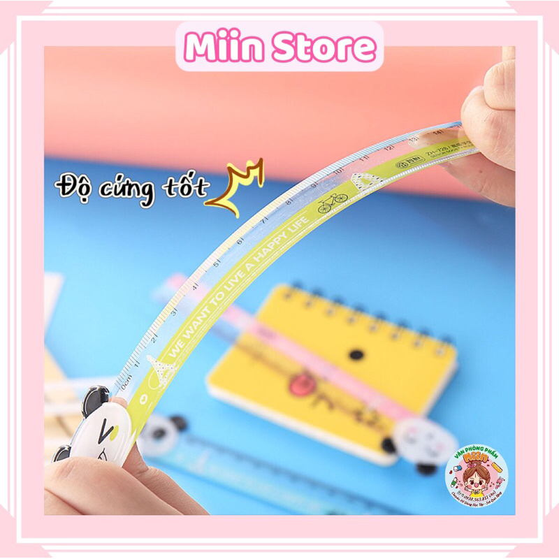 Thước Kẻ Trong Suốt Đầu Hình Con Vật Bằng Nhựa Mica Đo Độ Dài 15cm Hình Mèo Ếch Thỏ Gấu Panda Dễ Thương