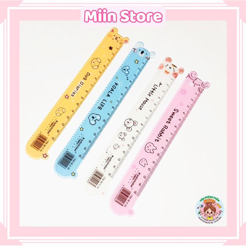 Thước Kẻ Hình Con Vật Trong Suốt Bằng Nhựa Mica Đo Độ Dài 15cm Hình Gấu Thỏ Chuột Chó Dễ Thương