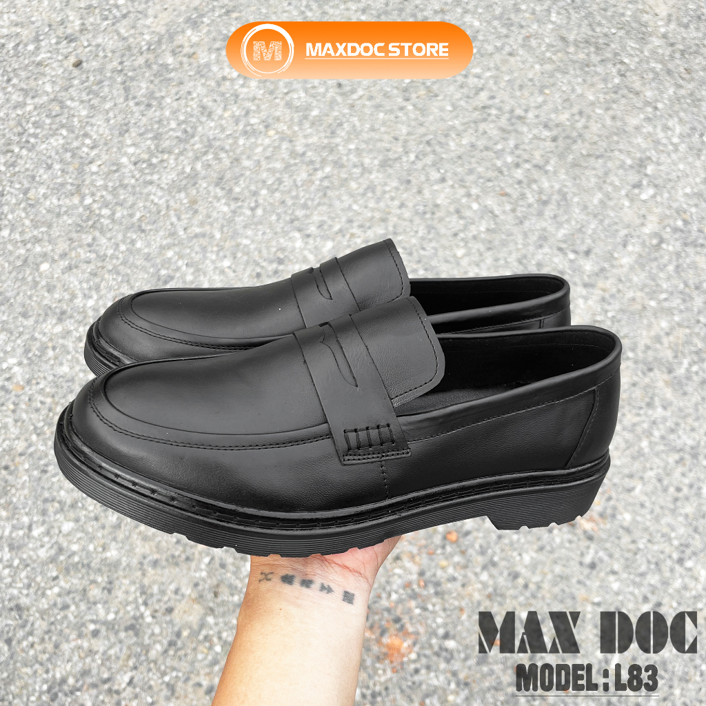 Giày Lười  ALL BLACK L83 Da Bò