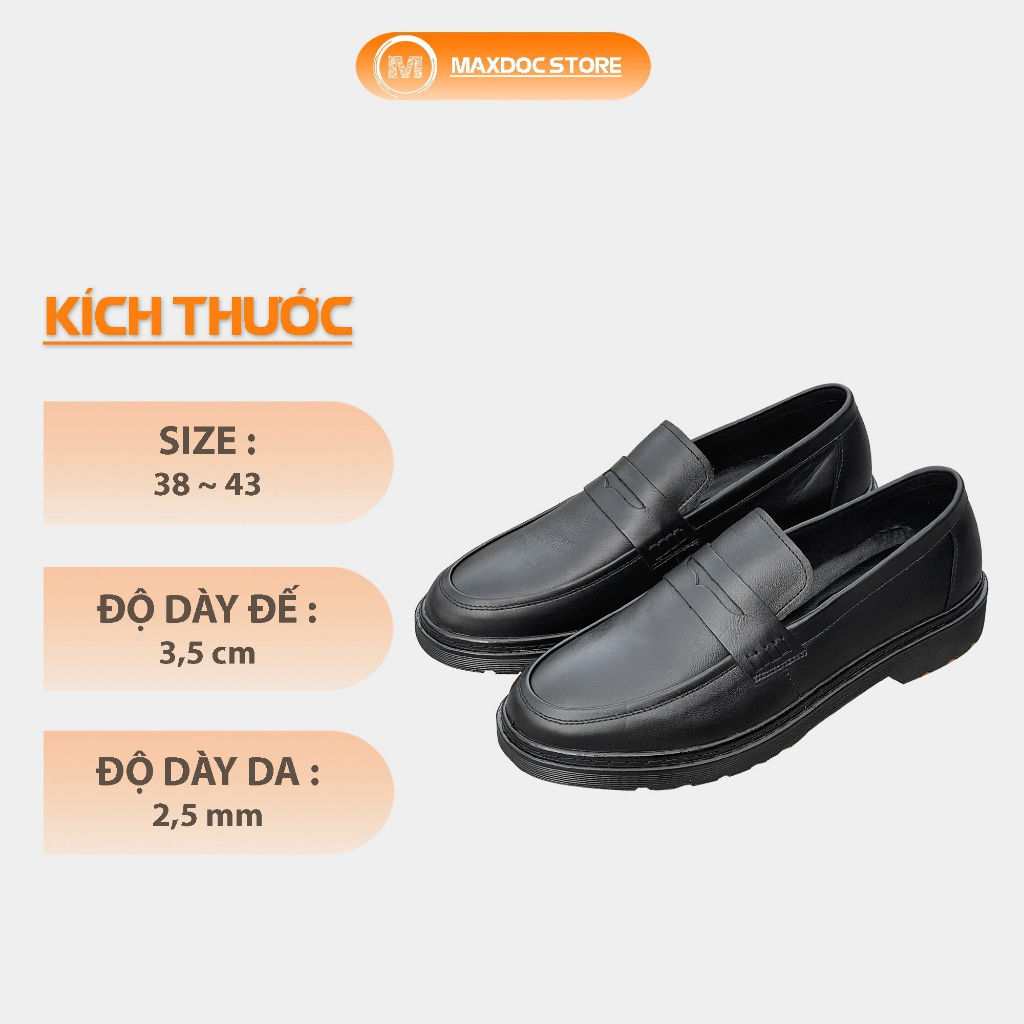 Giày Lười  ALL BLACK L83 Da Bò