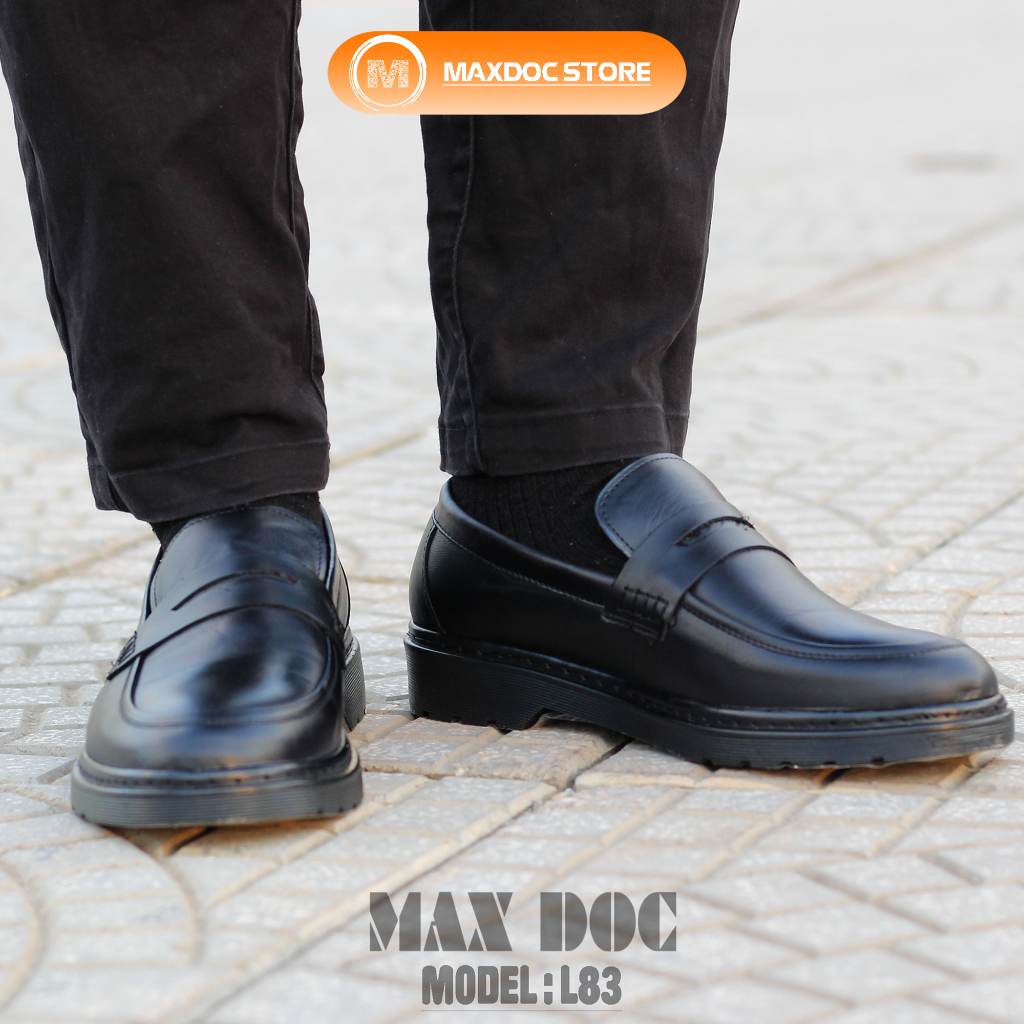 Giày Lười  ALL BLACK L83 Da Bò