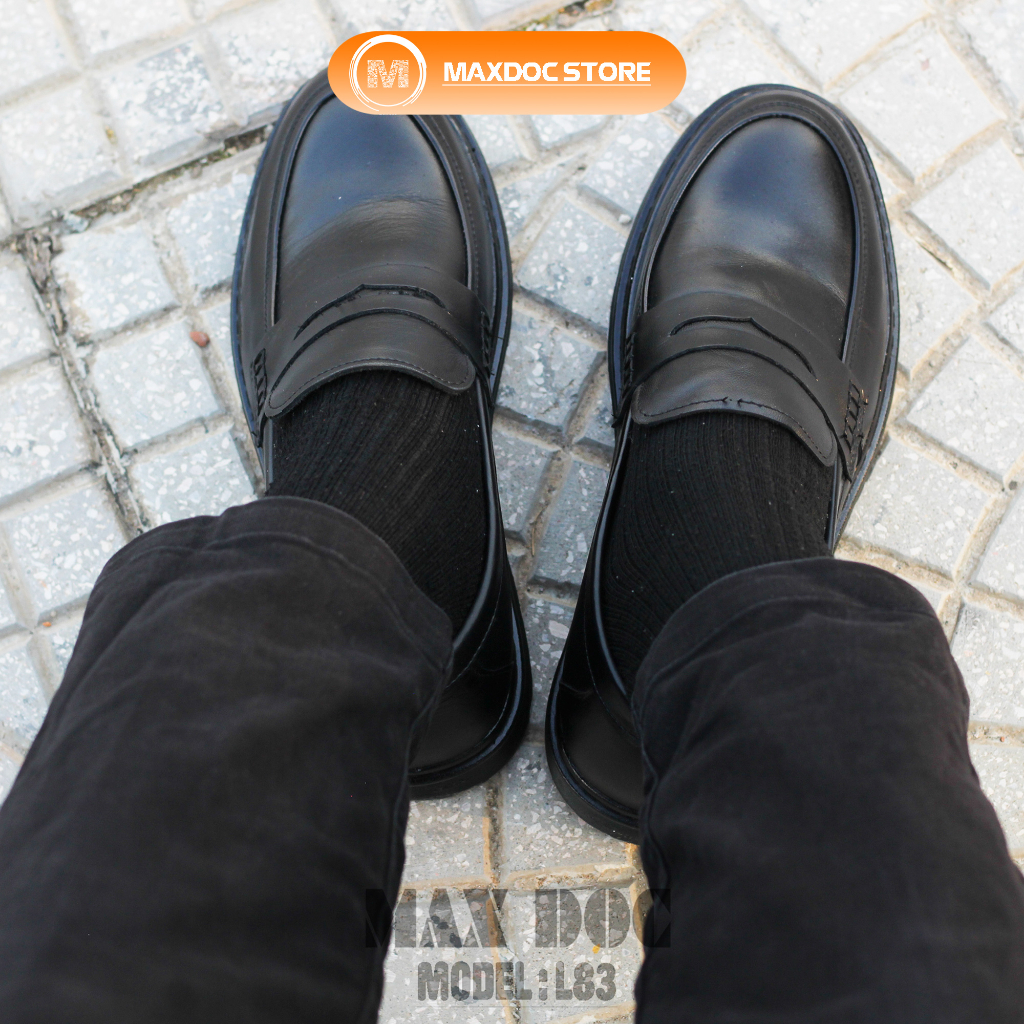 Giày Lười  ALL BLACK L83 Da Bò