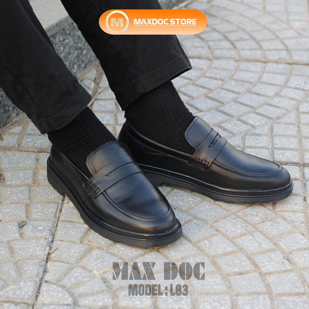 Giày Lười  ALL BLACK L83 Da Bò