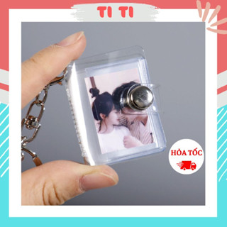 Cuốn album ảnh mini trong suốt có 16 ngăn trang trí kiểu móc khóa cao cấp loại tùy chọn 1 inch/ 2 inch